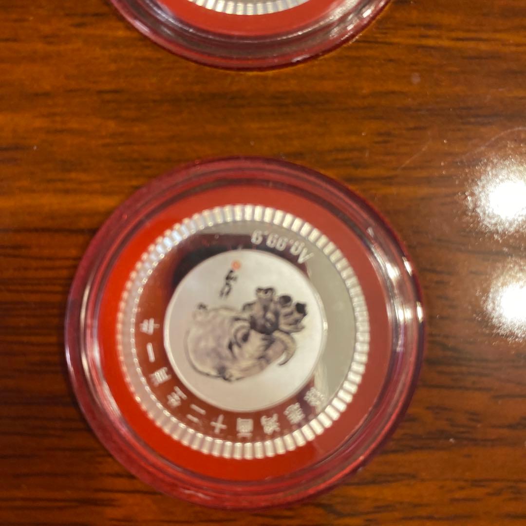 中国製　干支12支　純銀製 セット 木製ケース付き