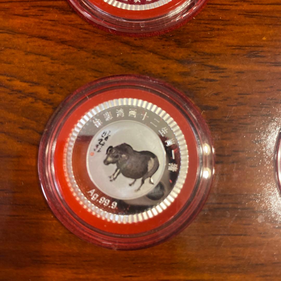 中国製　干支12支　純銀製 セット 木製ケース付き