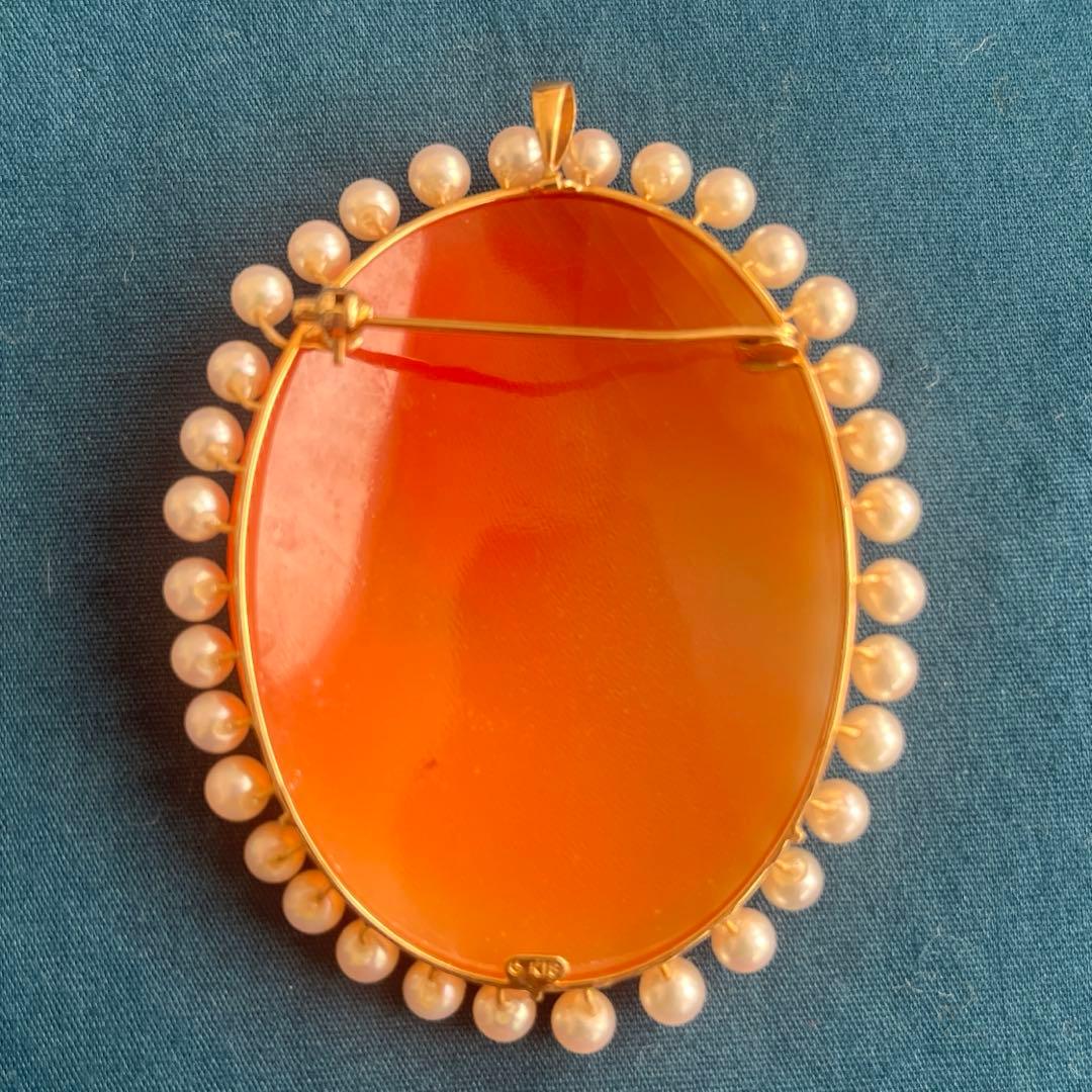 シェルカメオ　k18 ブローチ&ペンダントトップ