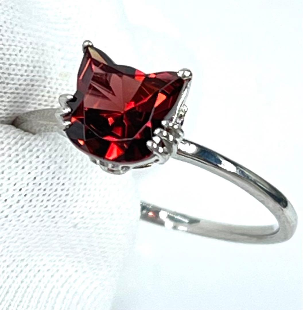 宝石ルース 『限定品！ネコちゃんリング』天然ガーネット　サイズ#11