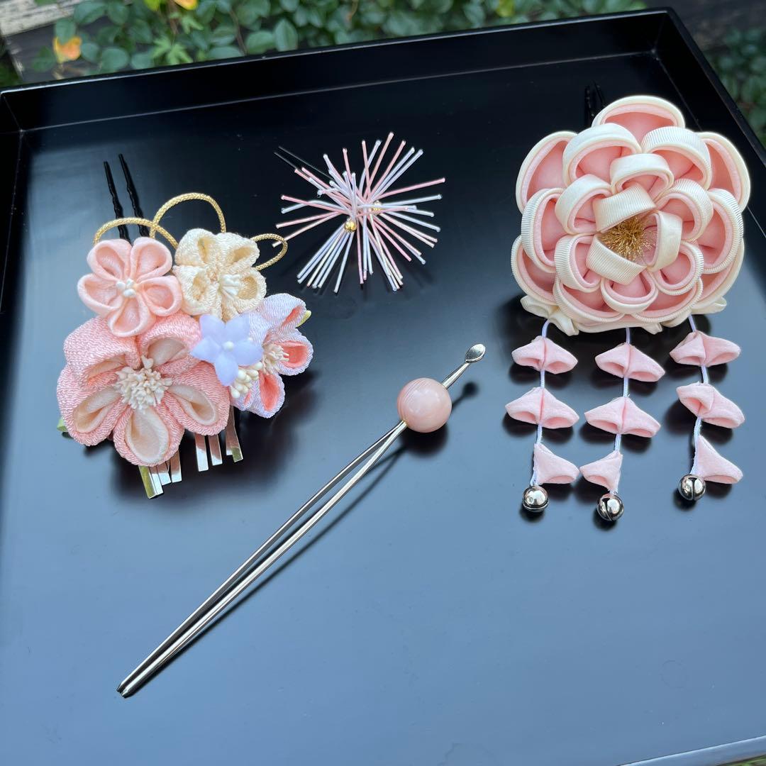 日本髪 髪飾り 七五三(7歳)～成人式 ピンク
