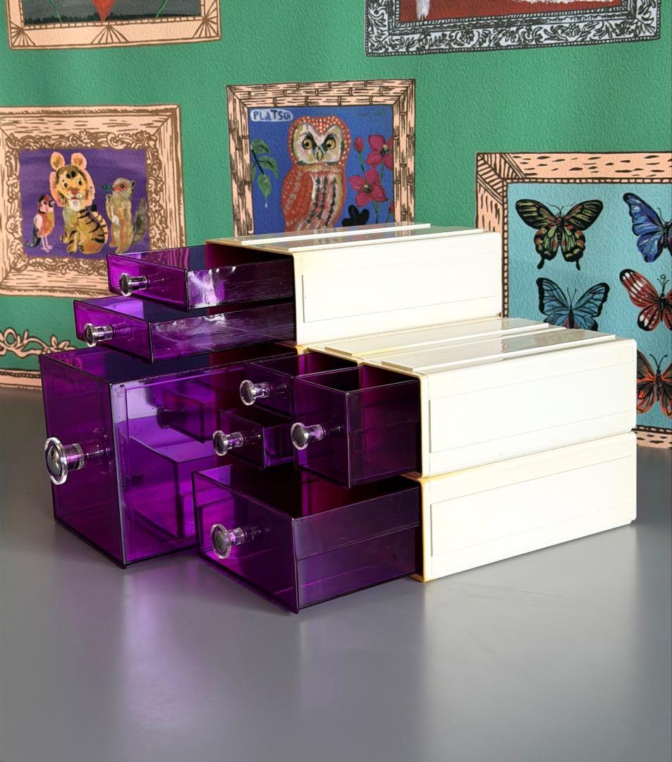 スペースエイジ　連結小物入れ　カセッター　アクリル　プラスチックケース　引き出し