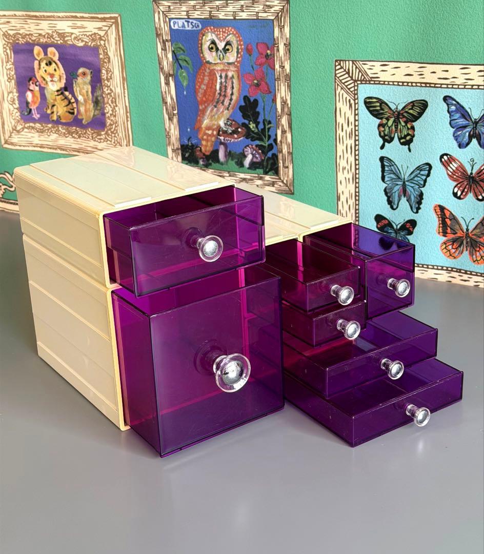 スペースエイジ　連結小物入れ　カセッター　アクリル　プラスチックケース　引き出し