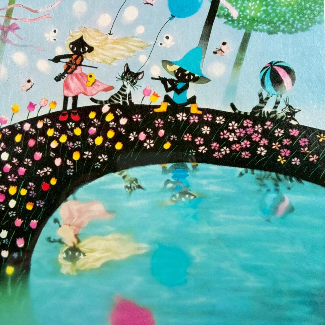 美品 藤城清治「春のデュエット」レフグラフ 直筆サイン入 証明シール有 影絵作家