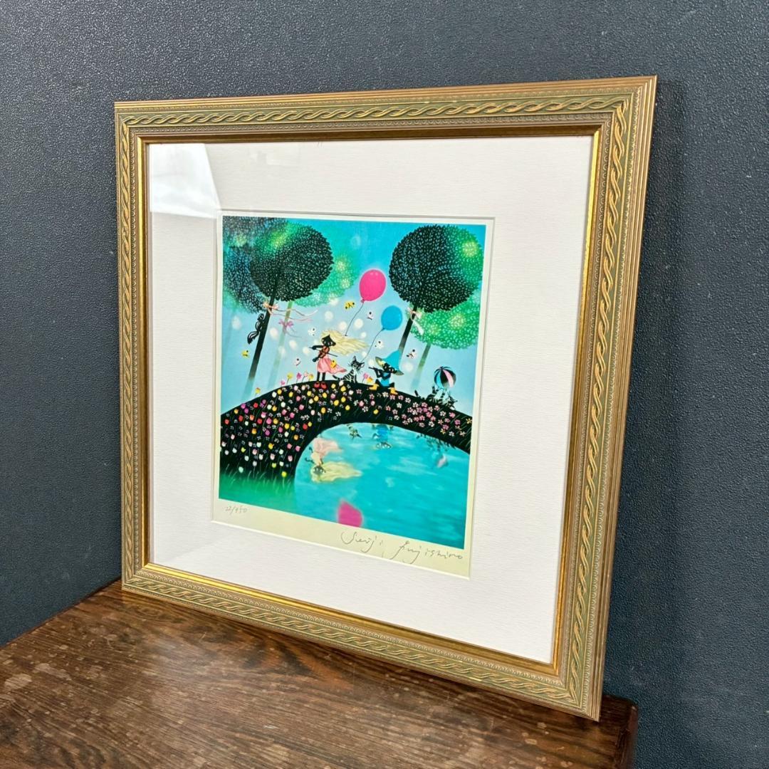 美品 藤城清治「春のデュエット」レフグラフ 直筆サイン入 証明シール有 影絵作家