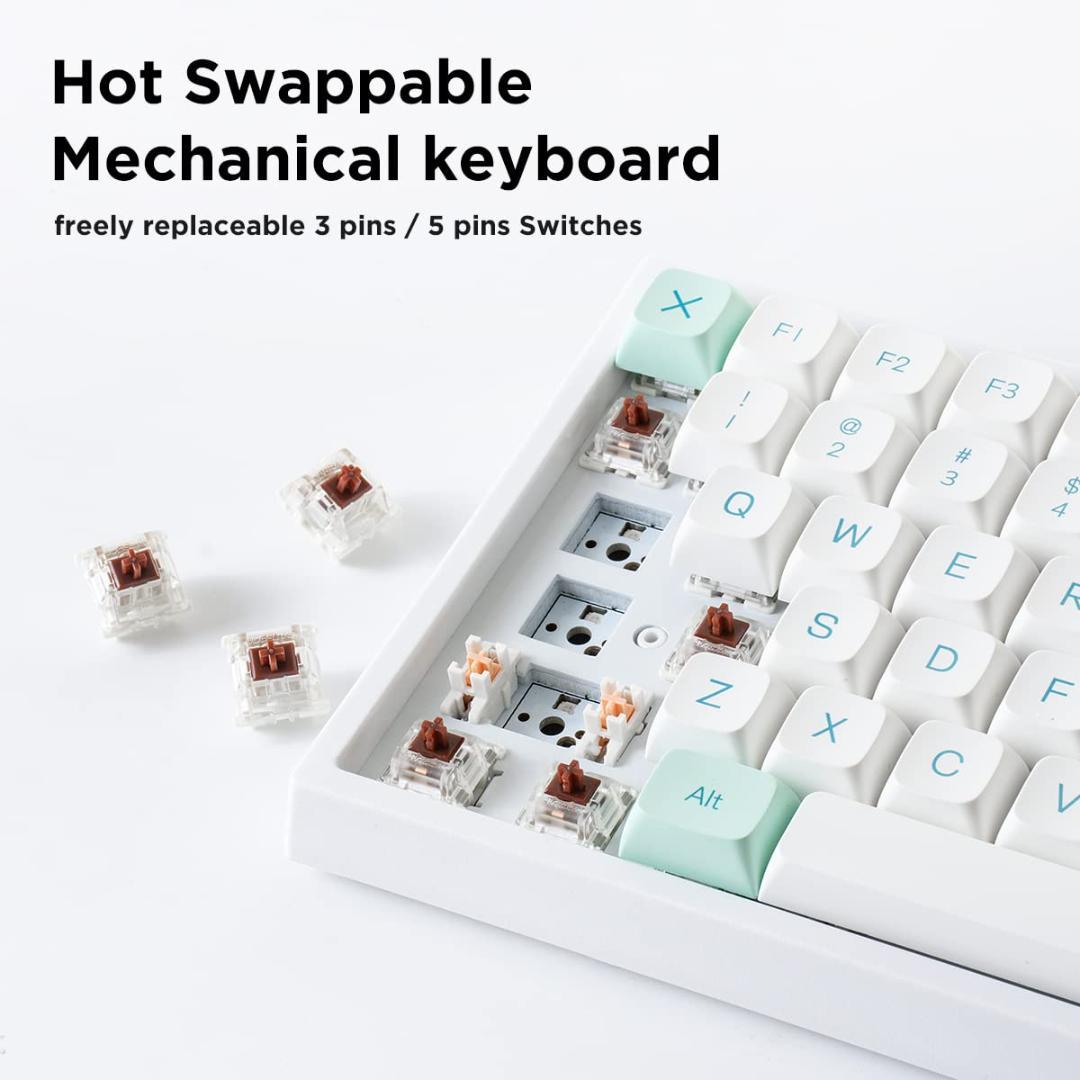 ☆3モード接続ホットスワップメカニカルキーボード　ミントグリーン