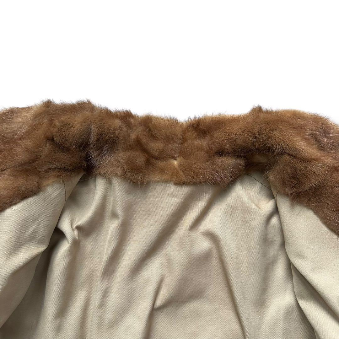 美品 メンズ ミンクファー リアルファーコート 本毛皮 フリーサイズ ブラウン