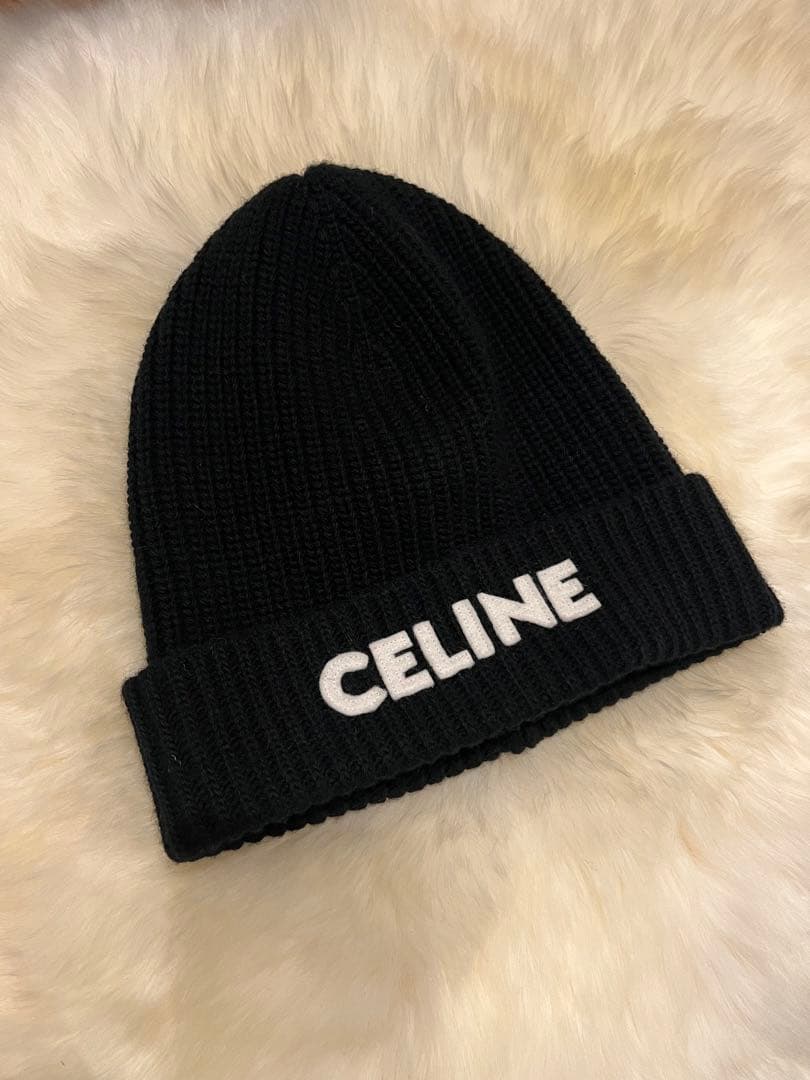 CELINE 黒 ニットビーニー 帽子