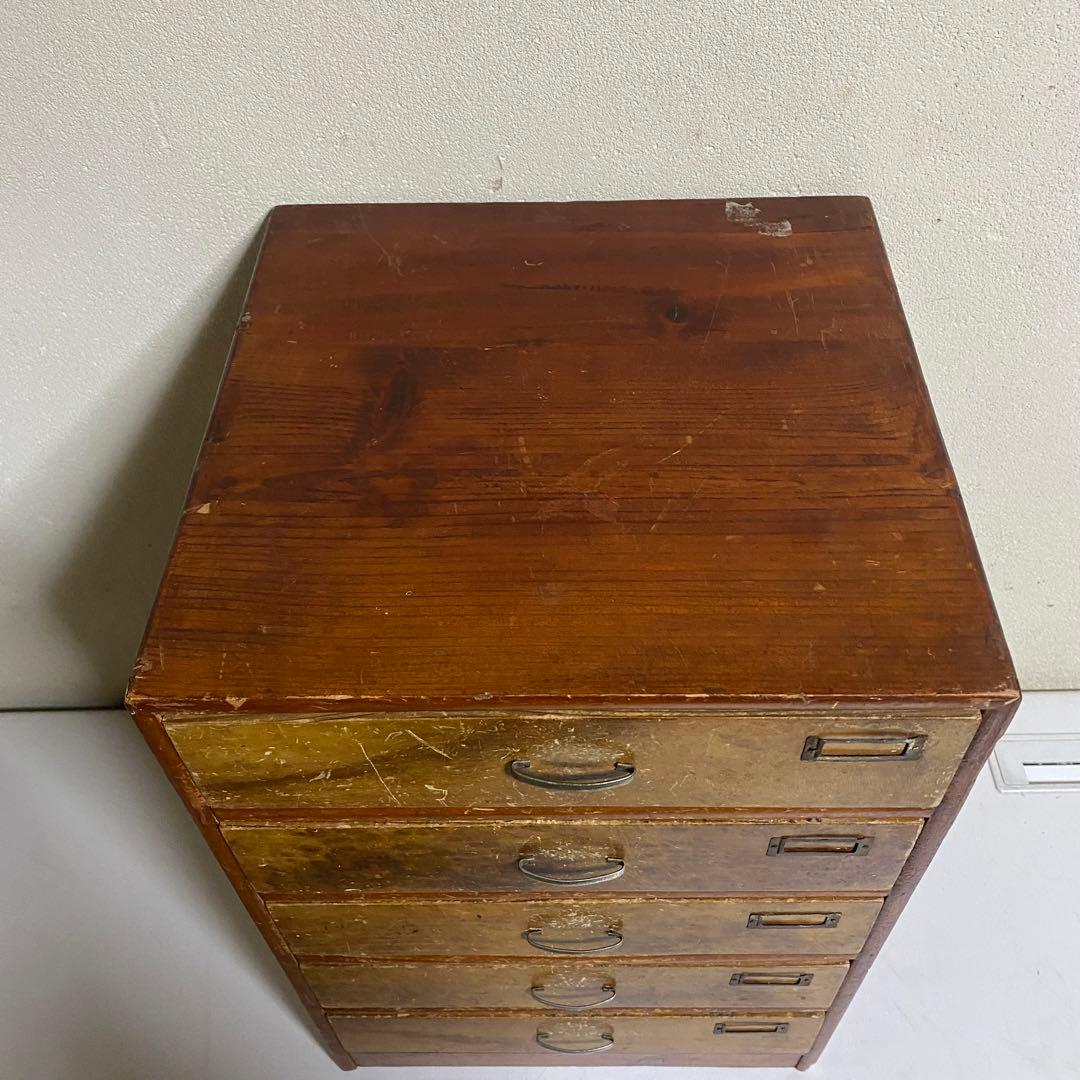 昭和レトロ 5段小物入れ 引き出し 木製 古道具 古民家 ビンテージ エイジング