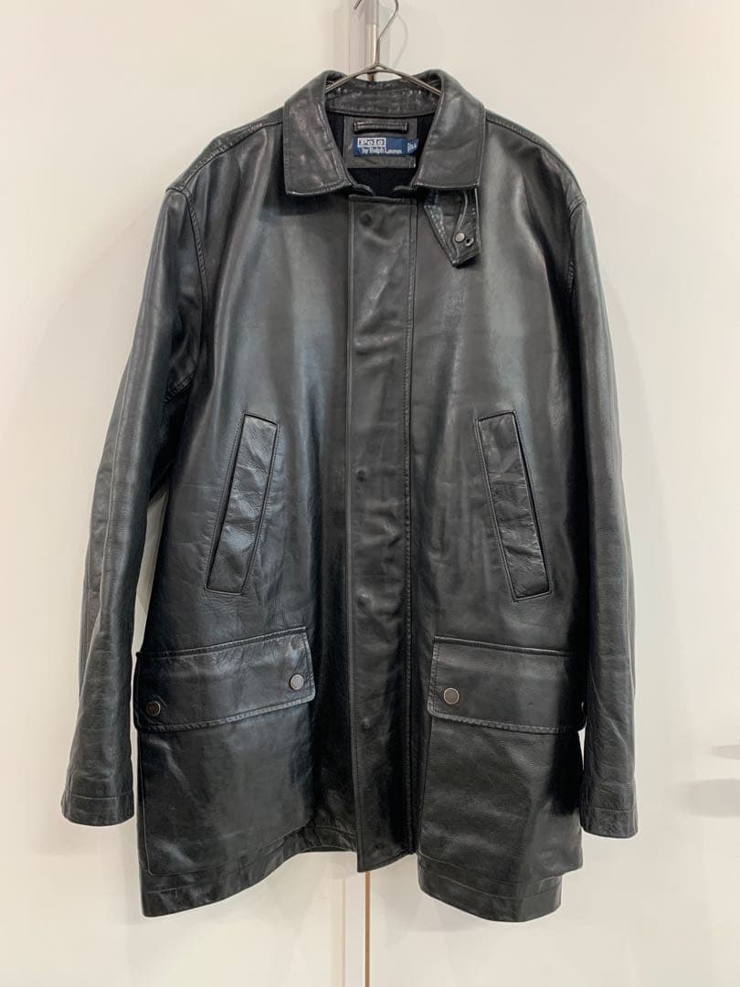 Polo by Ralph Lauren ブラック レザー カーコート