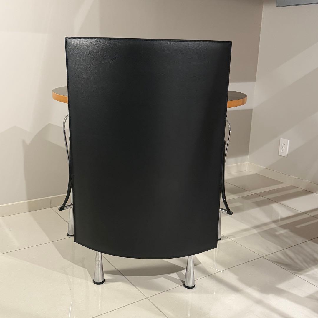 イタリア製 90年代ヴィンテージ 半円形デスク ミシン足と本革PCデスク