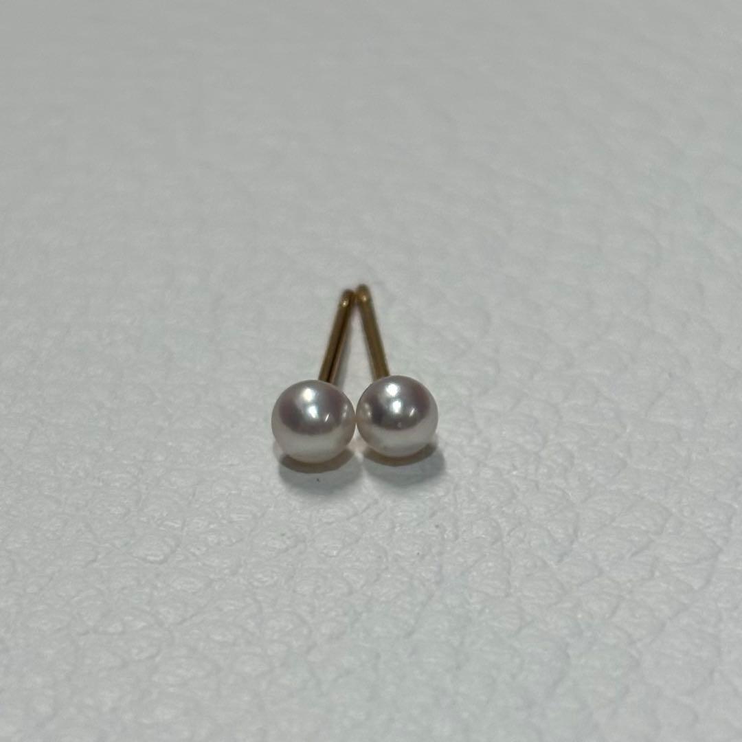 531 パールピアス　あこや真珠　3.2+3.3mm K18YG