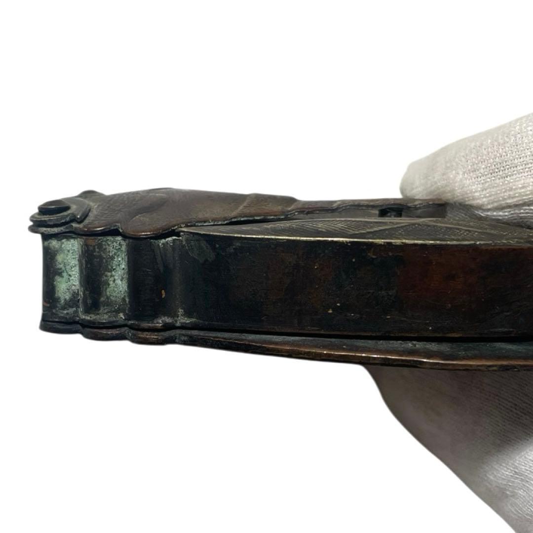 アンティーク 中国製 蝉型墨汁入れ 銅製