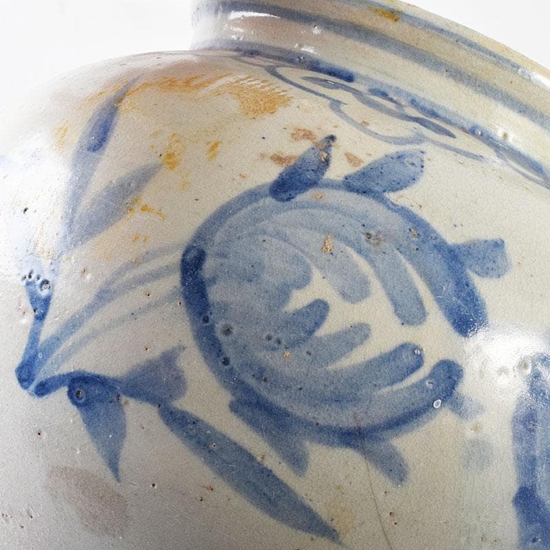 朝鮮美術　李朝　高麗白磁　染付　花文　壺　C　R8057C