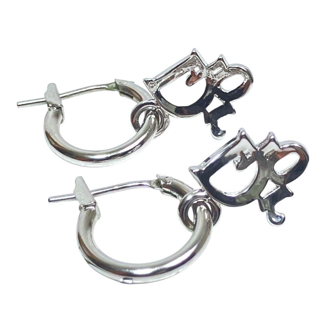 【極美品】Christian Dior ディオール　フープピアス　シルバー CD