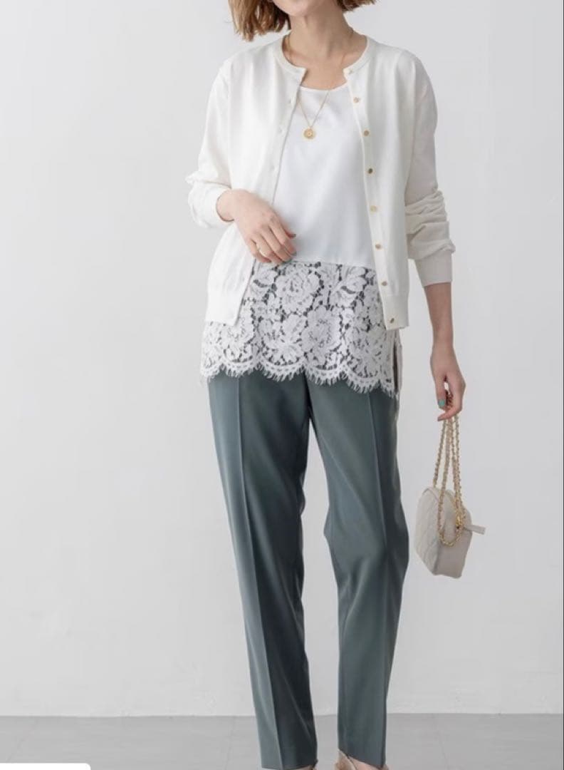 23区　レースコンビストレッチ マット サテン インナー タンクトップ