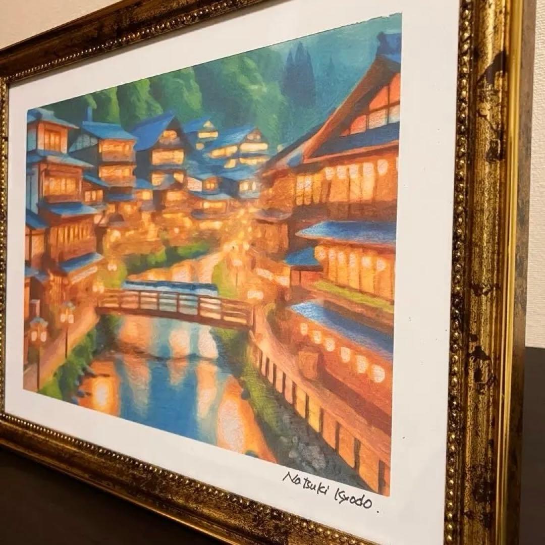 ジブリアート16 千と千尋の神隠しより「渋温泉」　額縁寸法32.7㎝×24.0㎝