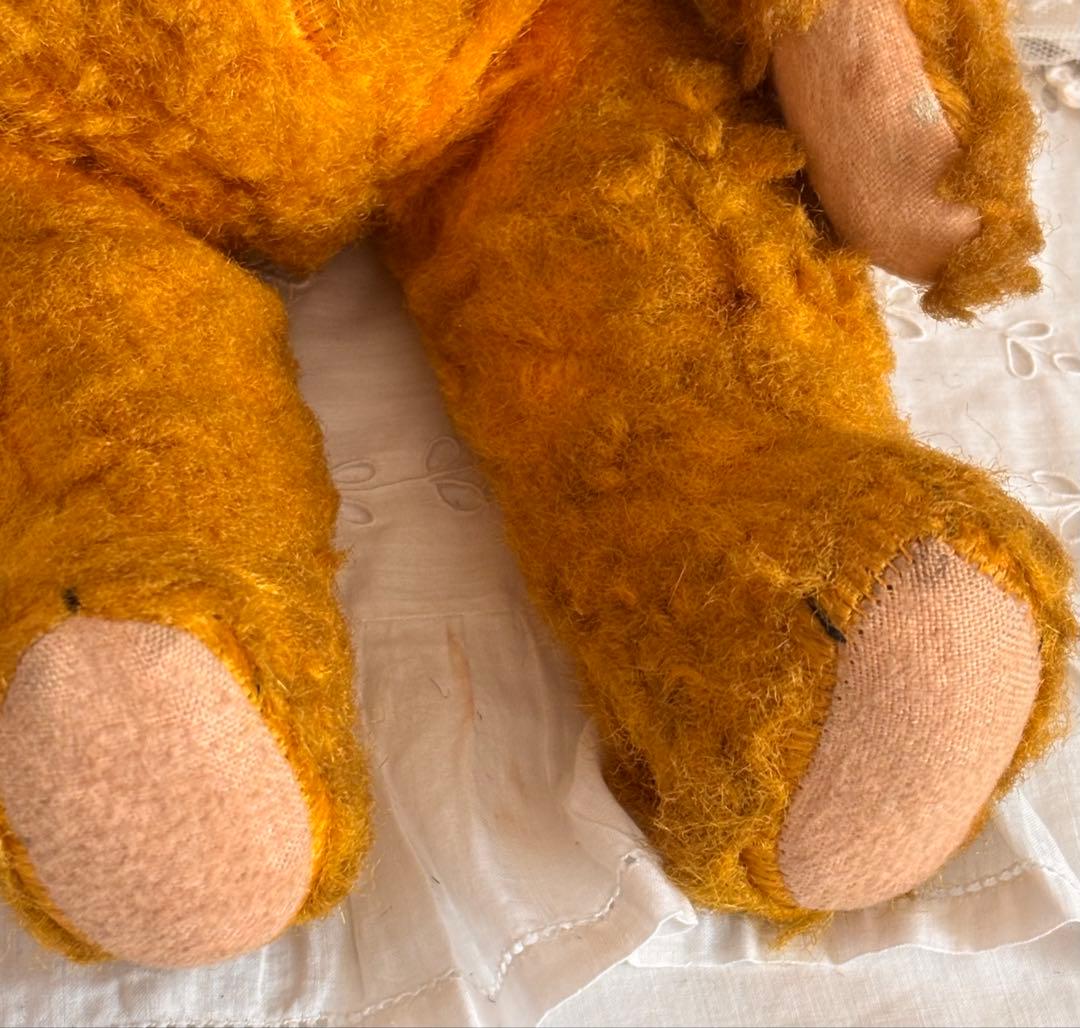 ʕ•ᴥ•ʔ アンティークベア　ドイツ　ボネエプロン付き　アンティークテディベア