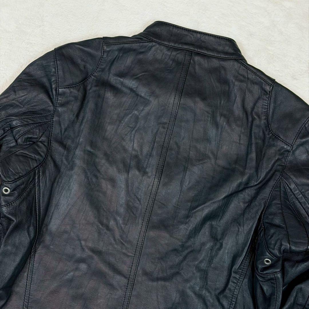 未使用 OLD UNIQLO ライダースジャケット 羊革 シングル ブラック