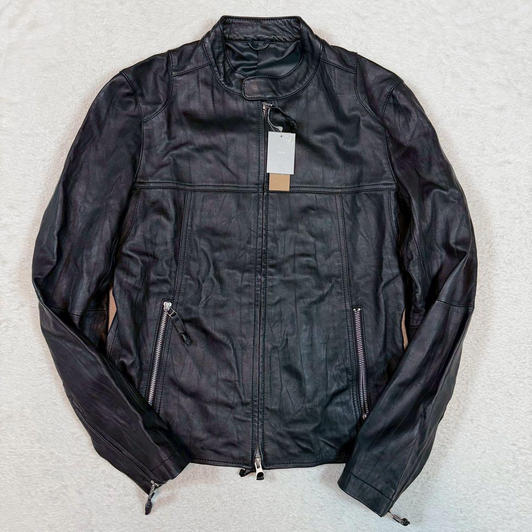 未使用 OLD UNIQLO ライダースジャケット 羊革 シングル ブラック