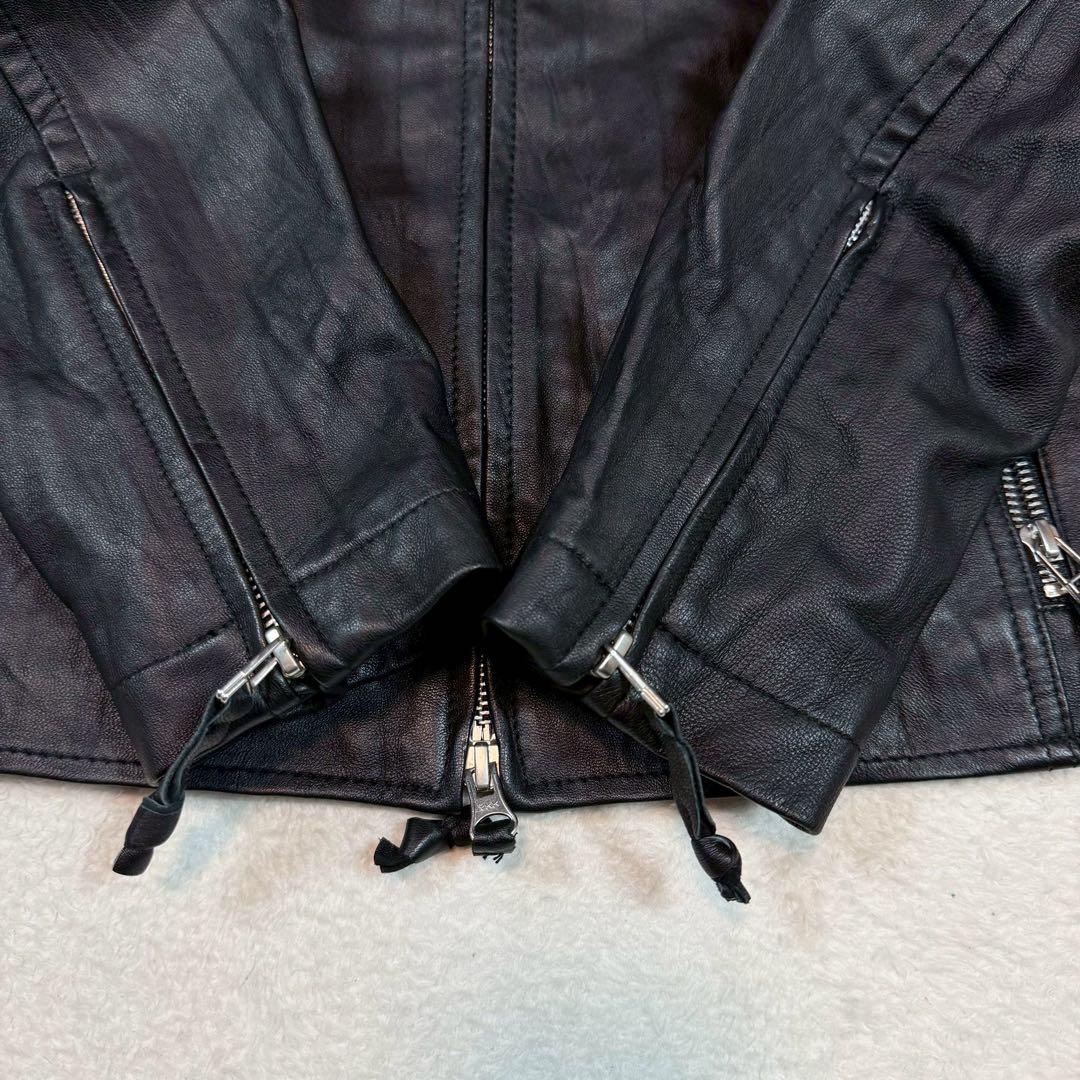 未使用 OLD UNIQLO ライダースジャケット 羊革 シングル ブラック
