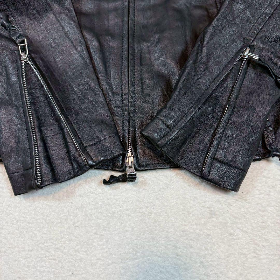 未使用 OLD UNIQLO ライダースジャケット 羊革 シングル ブラック
