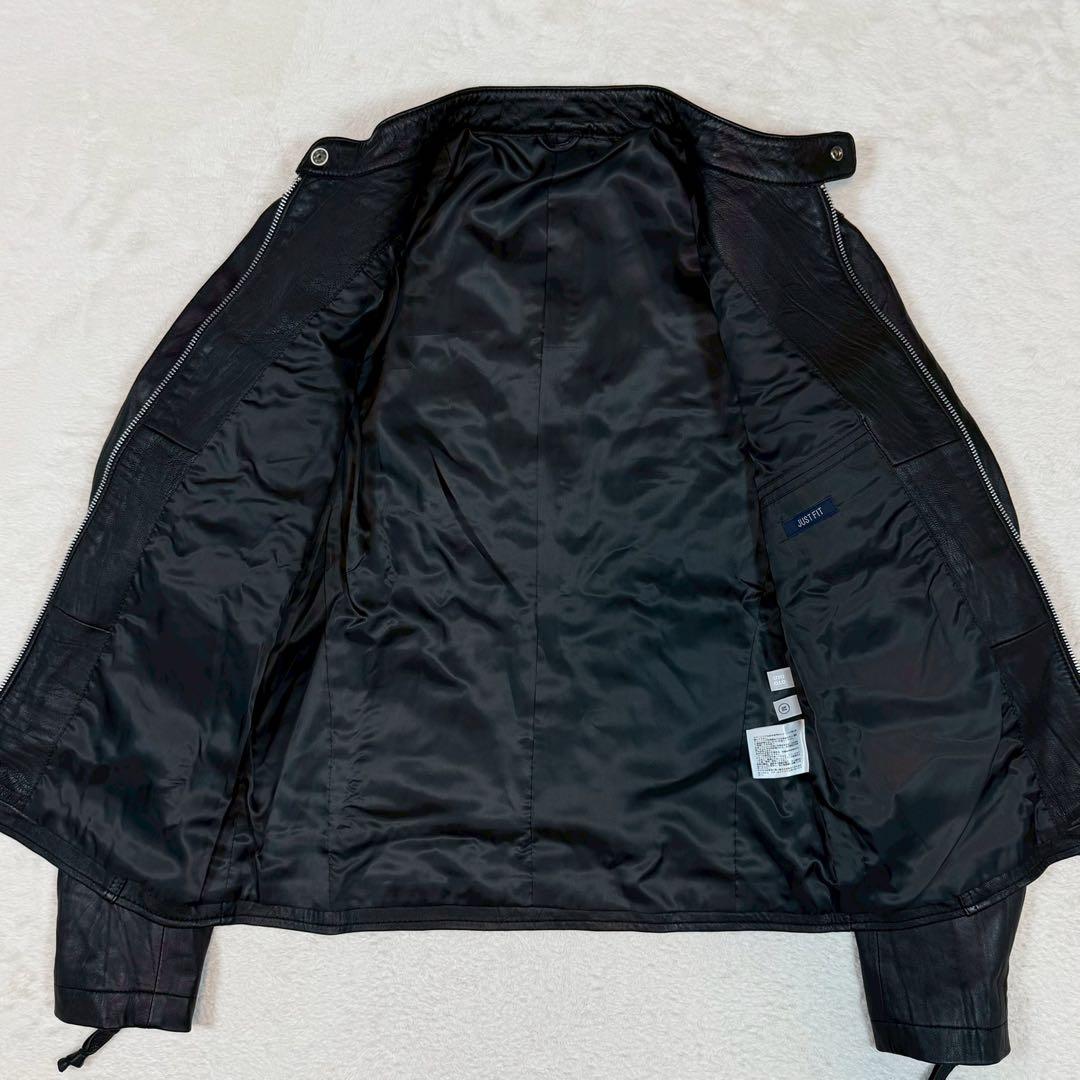 未使用 OLD UNIQLO ライダースジャケット 羊革 シングル ブラック