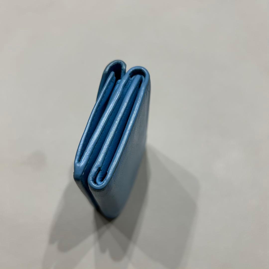 バレンシアガ ペーパーミニ 三つ折り財布 水色 ブルー 箱 保存袋付き 正規品