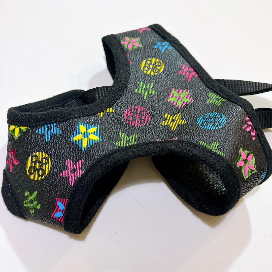 ハーネス リード XLサイズ カラフル 犬 猫 ウサギ 小動物 花柄 黒