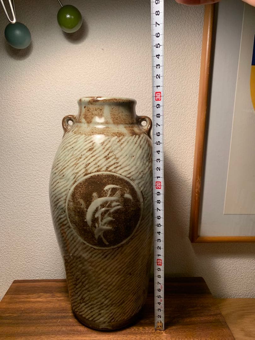 島岡達三 地釉象嵌縄文壺 人間国宝 民藝 益子焼 濱田庄司