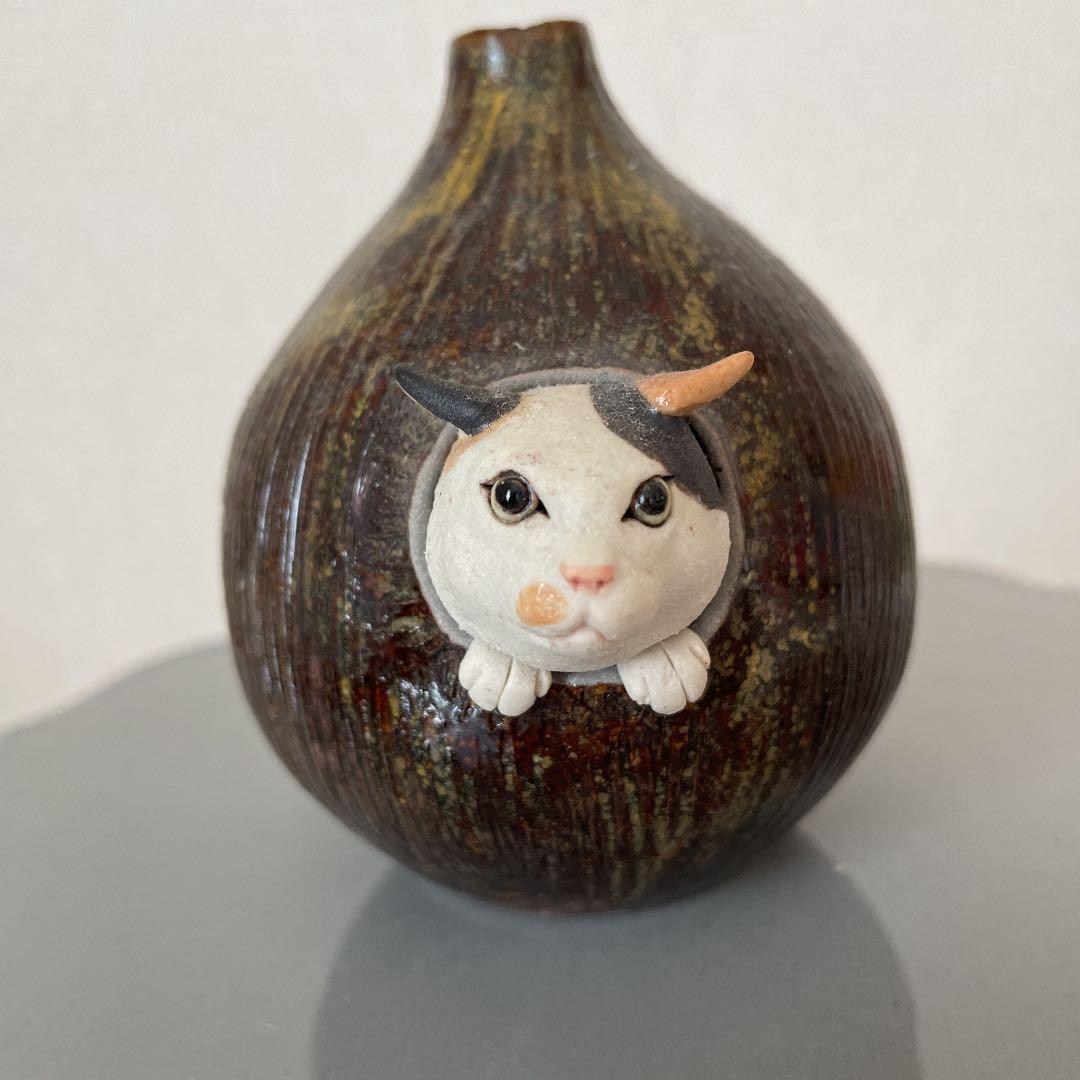 ゆとり炉 一輪挿し のそき見シリーズ 猫