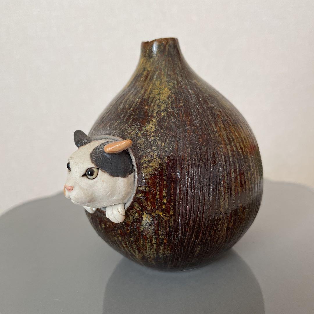 ゆとり炉 一輪挿し のそき見シリーズ 猫