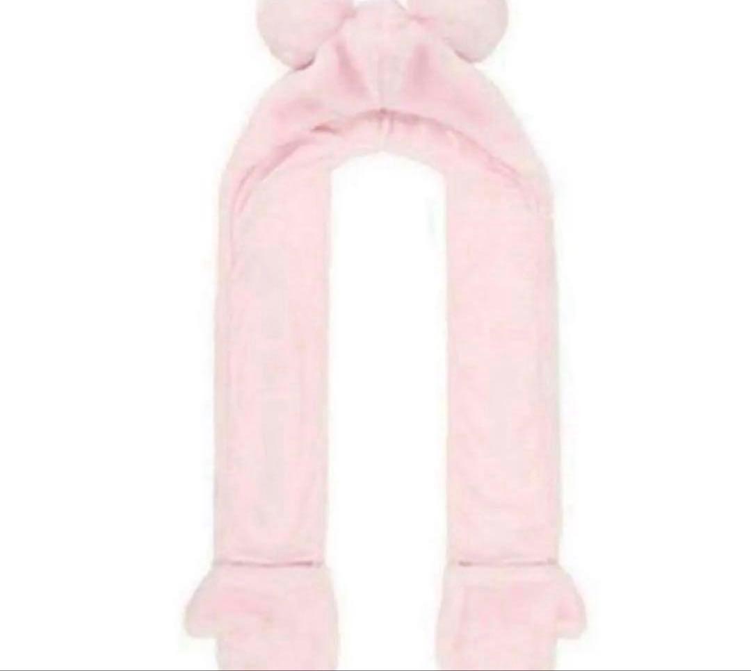 ミニー ミッキー マフラーキャップ ファンキャップ ピンク 40周年