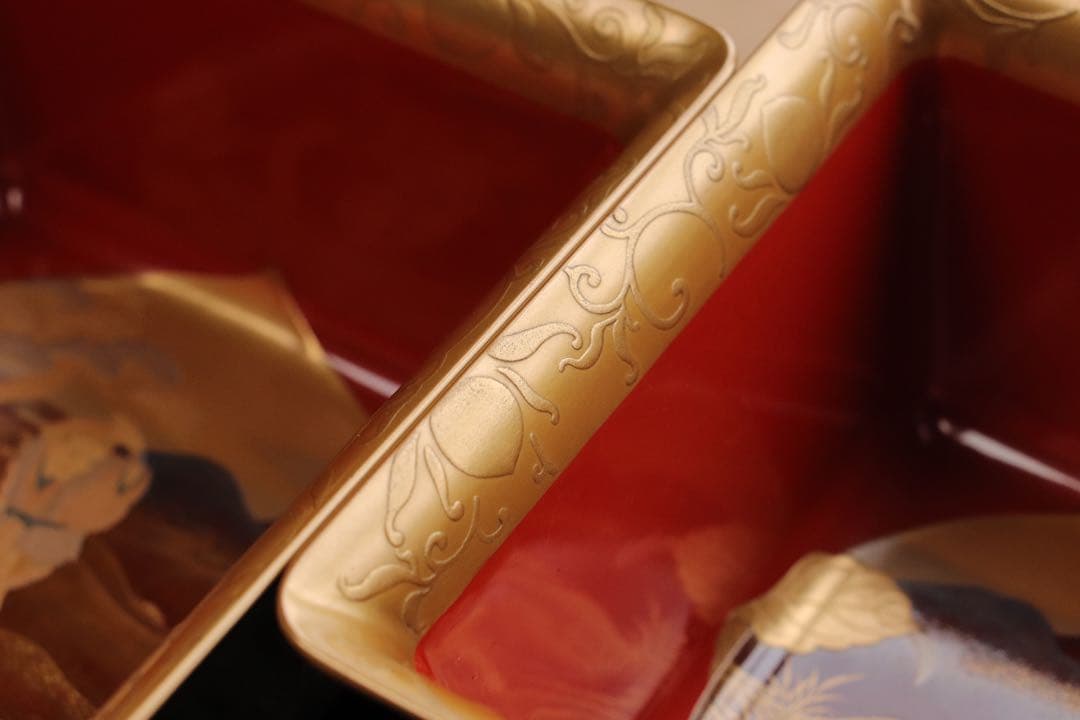 珍品　桃太郎蒔絵　盃洗　杯洗　一対　木箱　金蒔絵　木製漆器　時代物