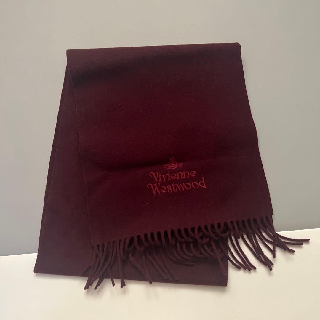 【新品同様】Vivienne Westwood バーガンディ マフラー ウール
