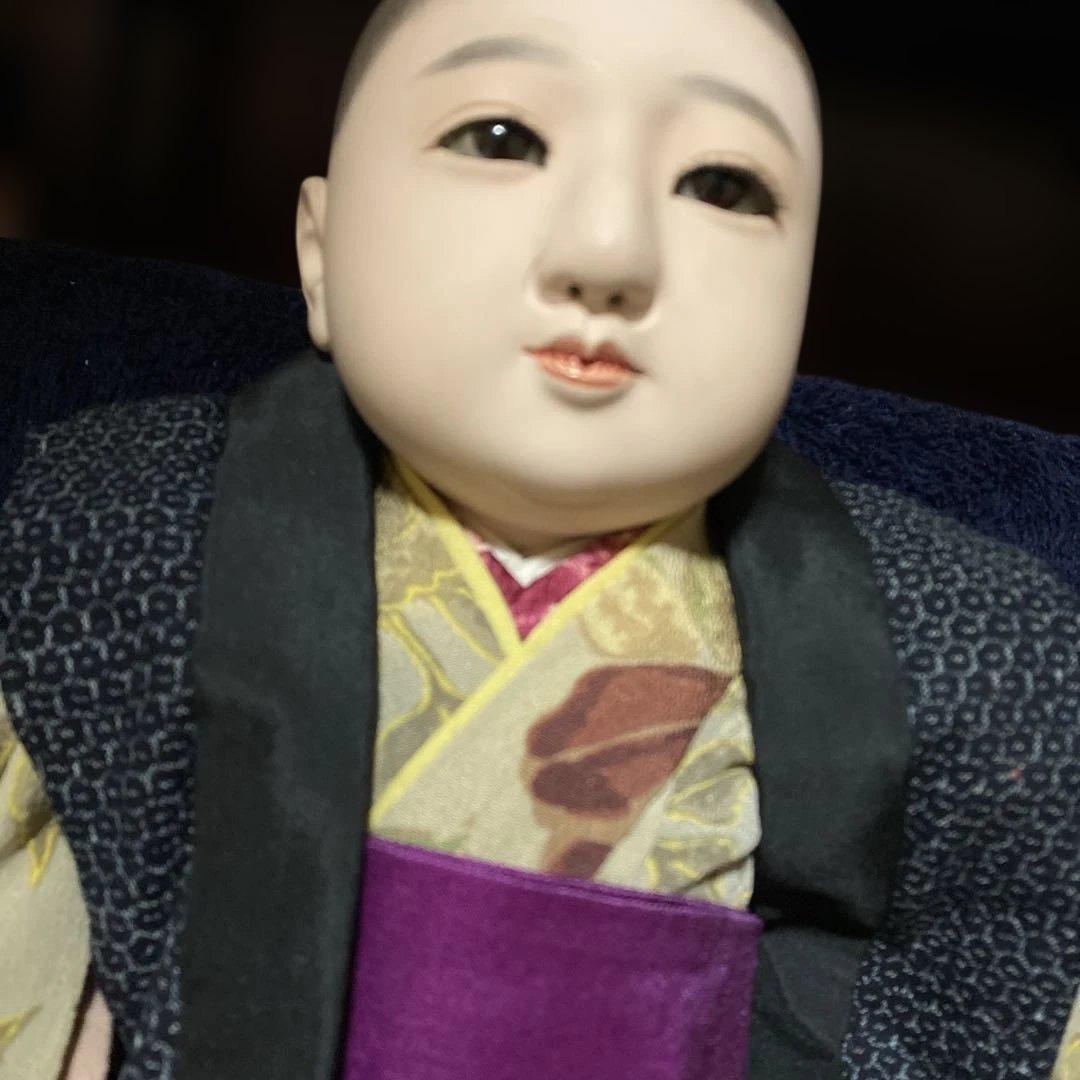 市松人形　睫毛のある男の子　東光　１２号　４３ｃｍ位　難あり