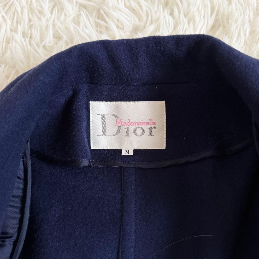 美品　XL相当　クリスチャンディオール　チェスターコート　ビジュー　ステッチ　紺
