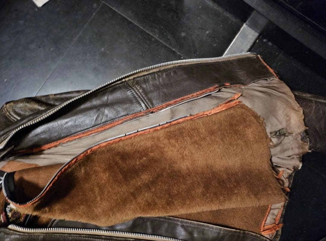 Schott シングルライダース　ブラウン　ベージュジッパー　ヴィンテージ　38