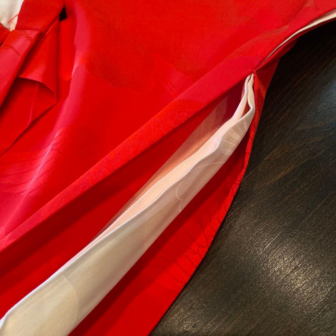 アンティーク 七五三 三歳 着物 被布 小物一式 フルセット 赤 鶴 正絹