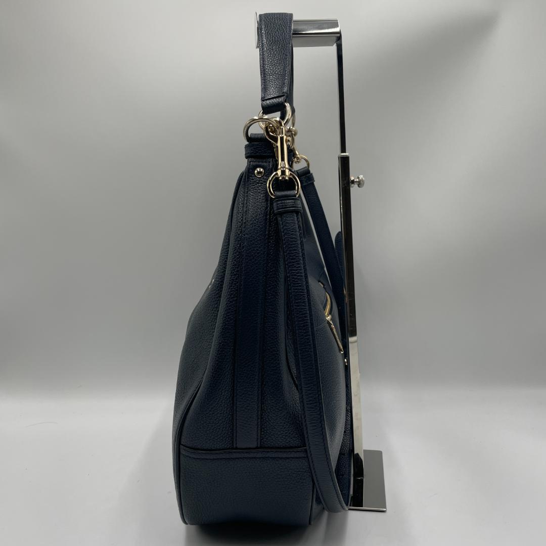 良品 COACH ショルダーバッグ レザー ブラック ホーボー 斜め掛け