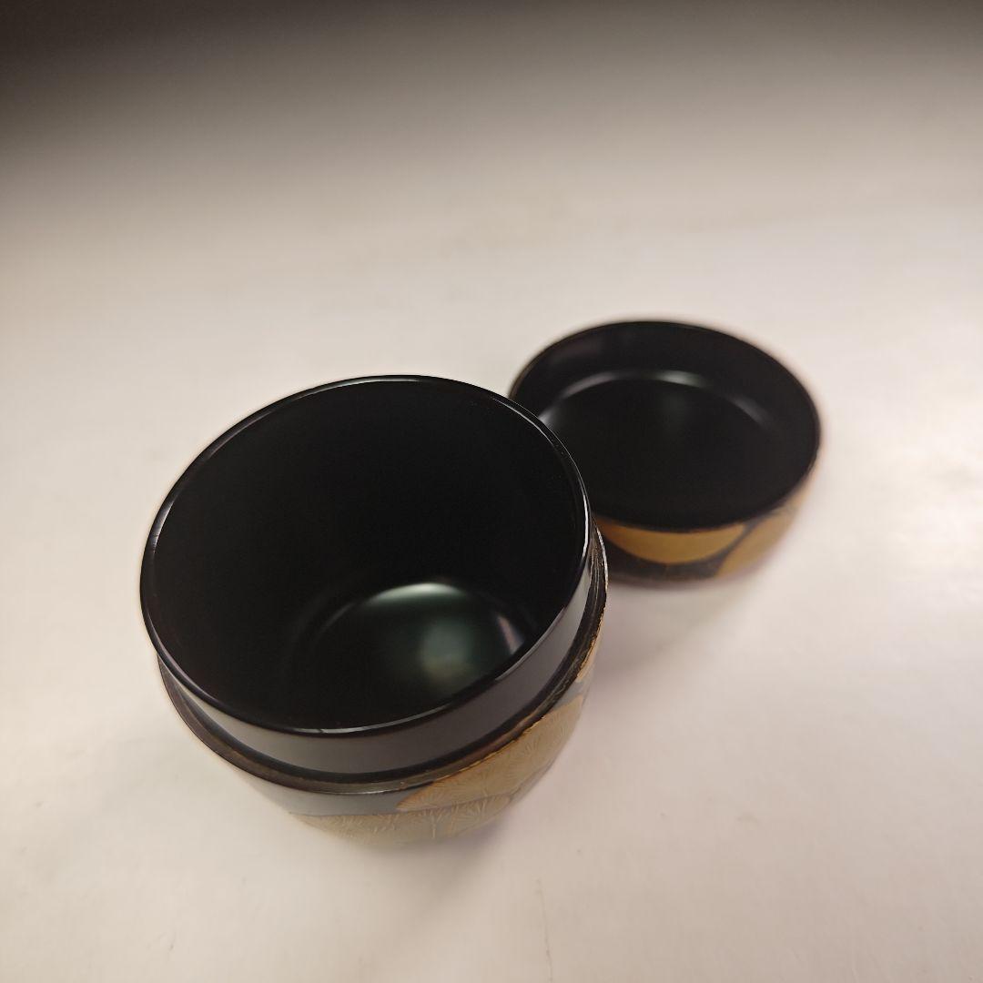 ウ223 棗『塗師　川瀬表完』『松金蒔絵　棗　共箱』漆塗　茶道具