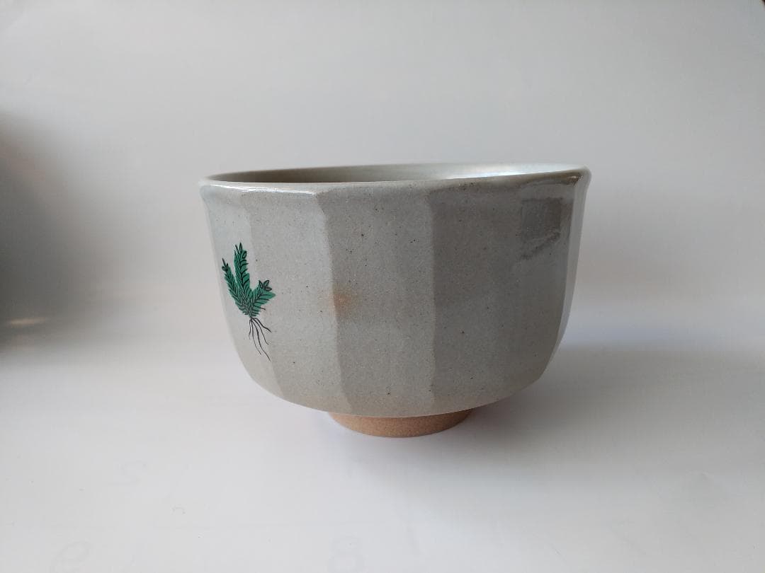 尾高焼 楽山窯 三代 清水日呂志 作 色絵 茶碗 共箱 栞 抹茶碗 茶道具 新品