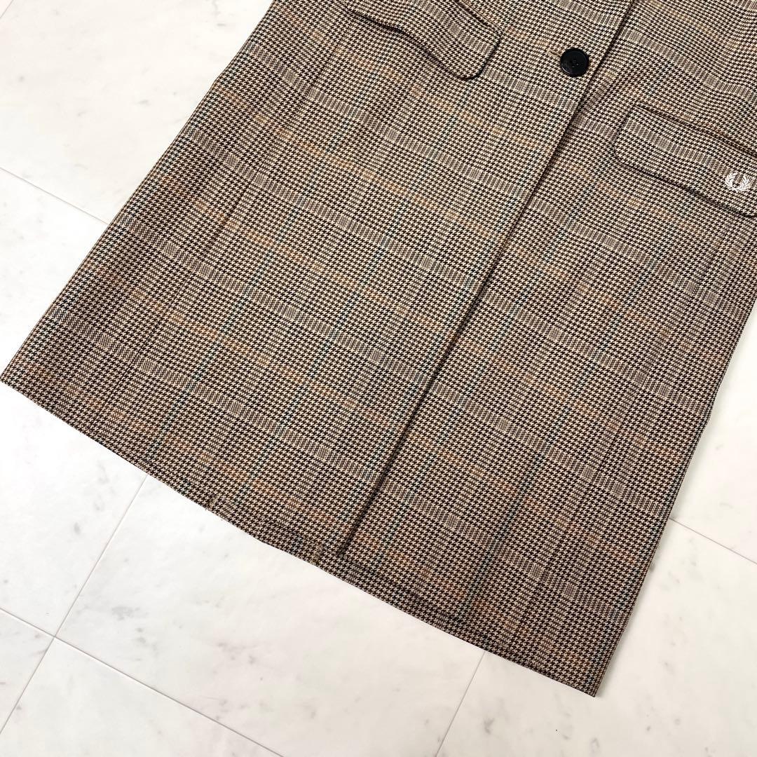 【未使用級】フレッドペリー チェスターコート チェック 8 M ブラウン