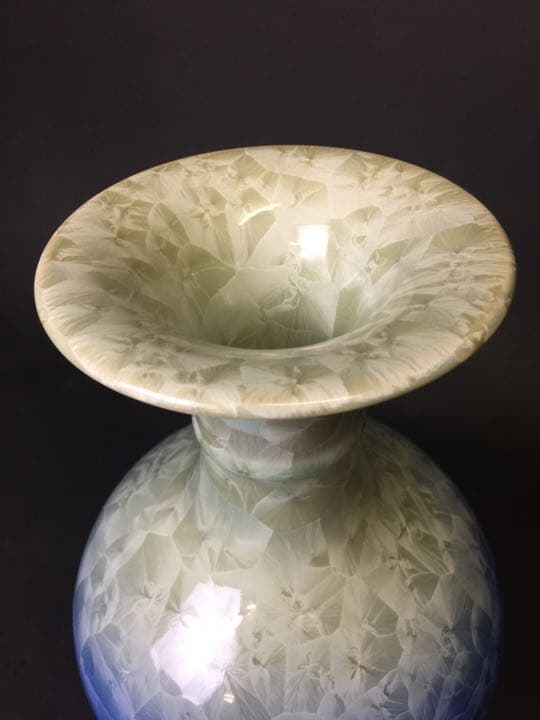 結晶花瓶 中国景徳鎮製 四文字篆書落款