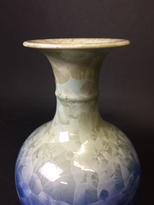 結晶花瓶 中国景徳鎮製 四文字篆書落款