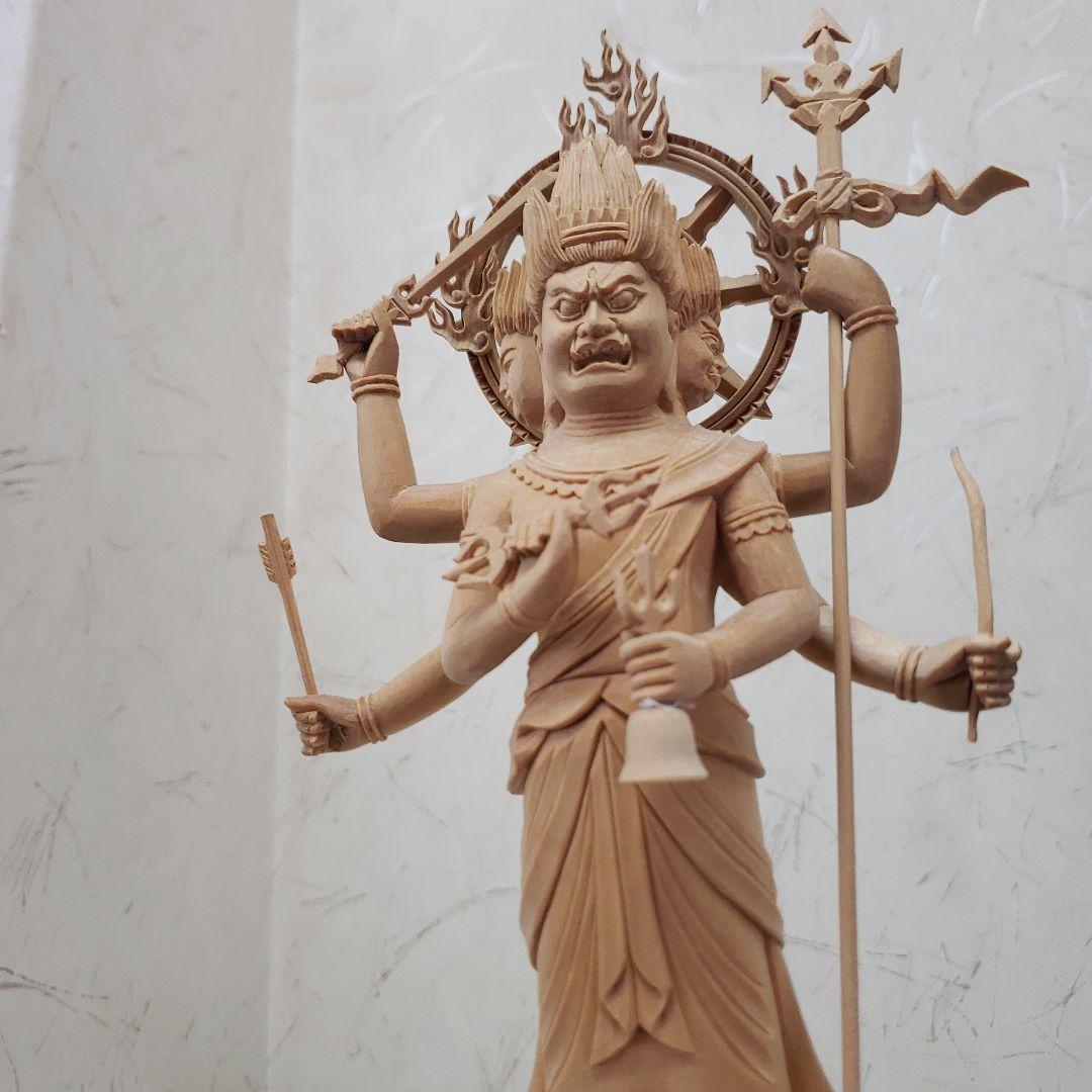 Ｂフライデー蔵出し特価仏像★ヒバ材 三宝荒神像6寸★全高 約35cm