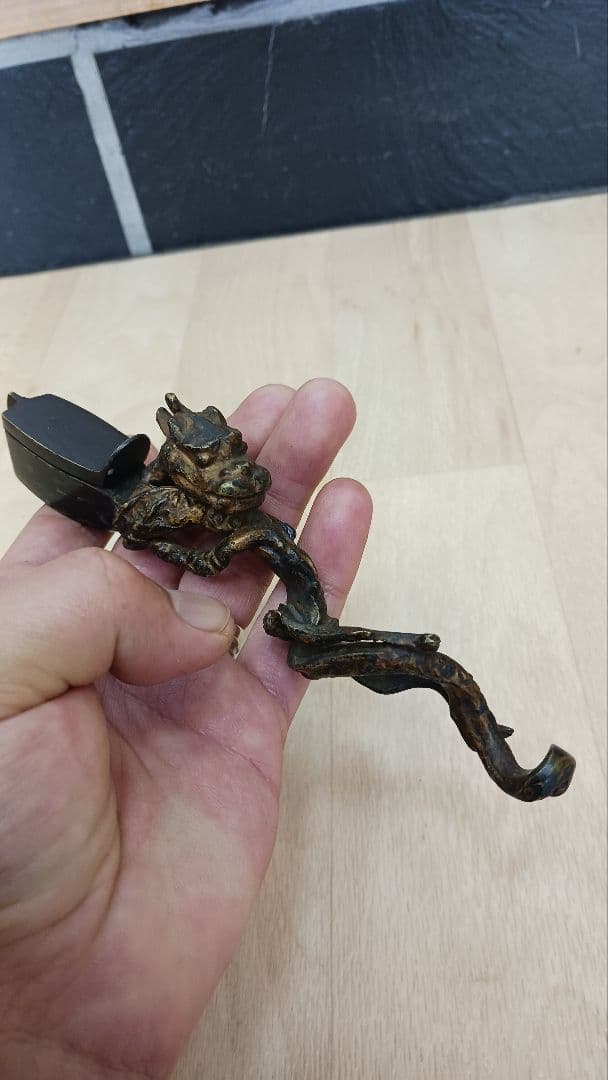 時代物　銅製　矢立　龍形　書道具　黄銅　真鍮