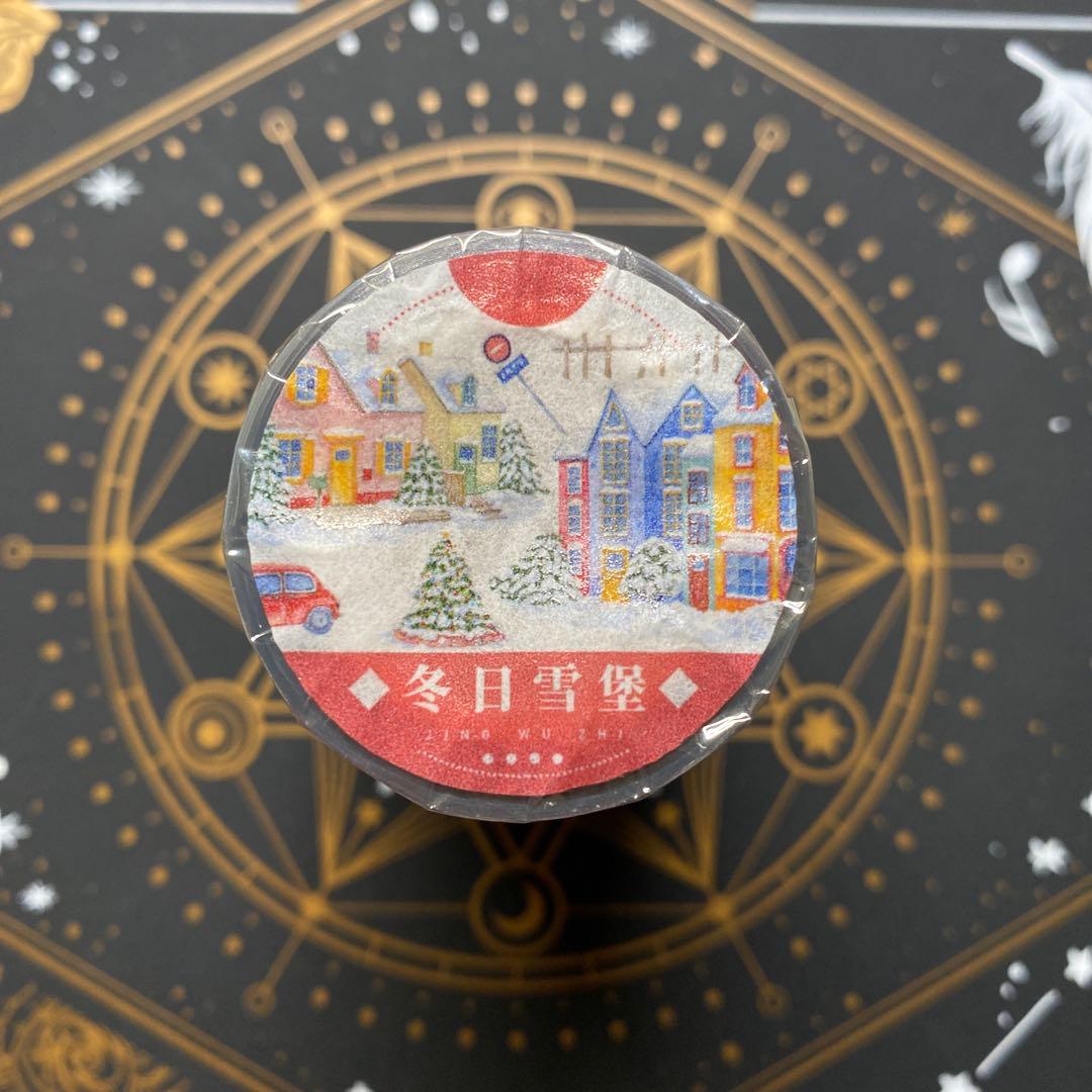 【8921】海外　マステ　5m巻　PETマスキングテープ　景色　冬　トナカイ