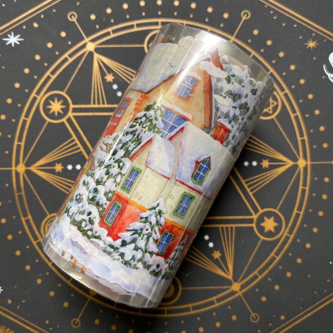 【8921】海外　マステ　5m巻　PETマスキングテープ　景色　冬　トナカイ