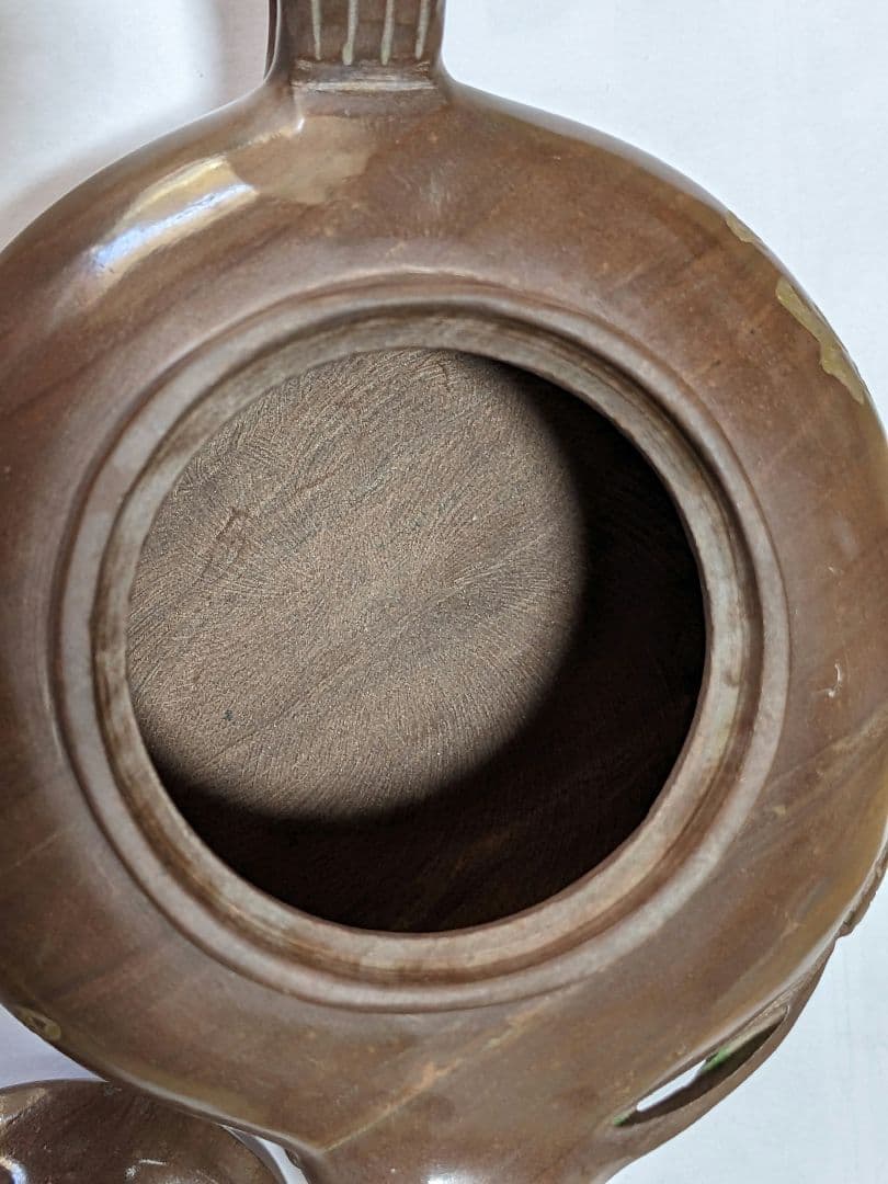 ♦中国茶壺 梅花文 漢詩入 石手彫り 急須 コレクション骨董品 アンティーク